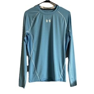 Under Armour HeatGear Long Sleeve Compression Fit Mens Size Large Sky Blue EUC